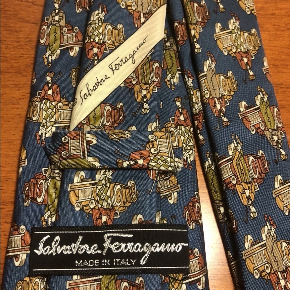 Salvatore Ferragamo Blue Patterned Men's Tie